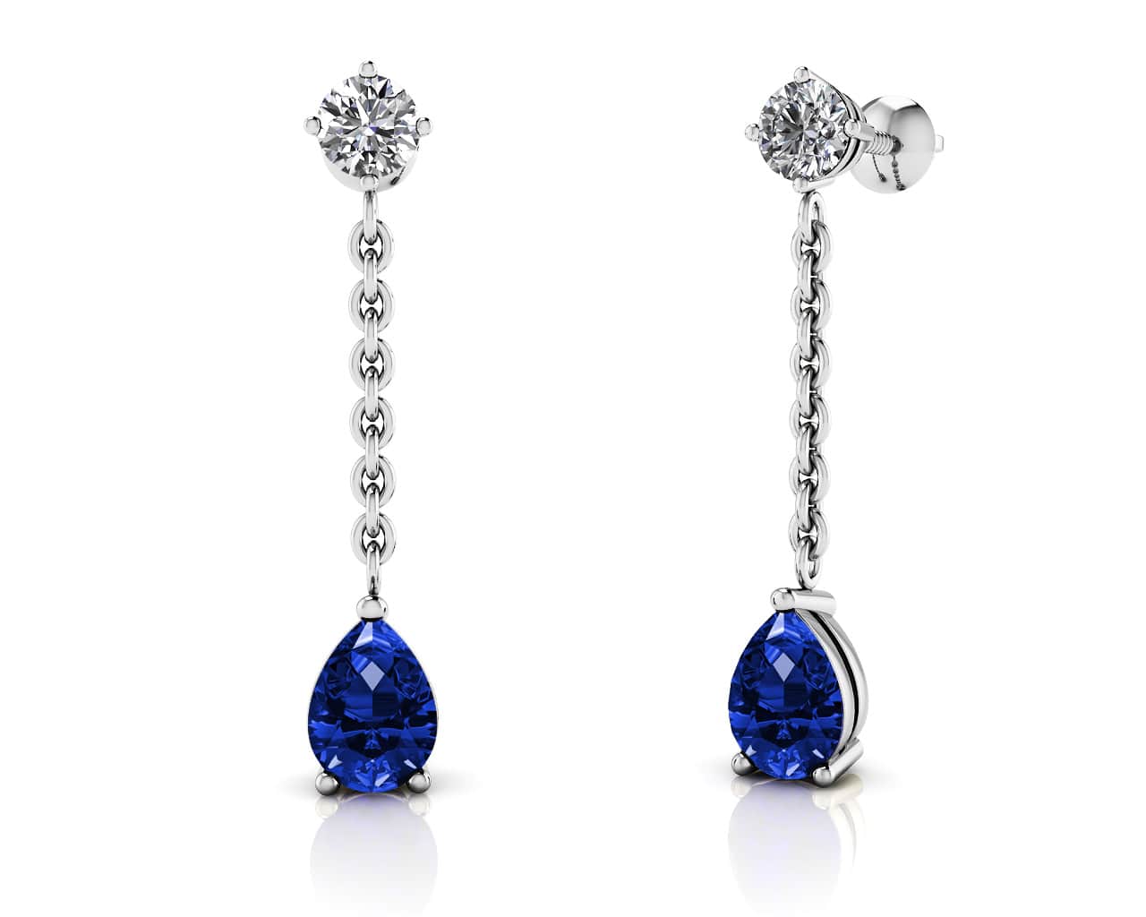 Ravishing Pear Shape Drop Earrings Diamond with 1.42 ct.(finished) 6x4mm, 3.8mm